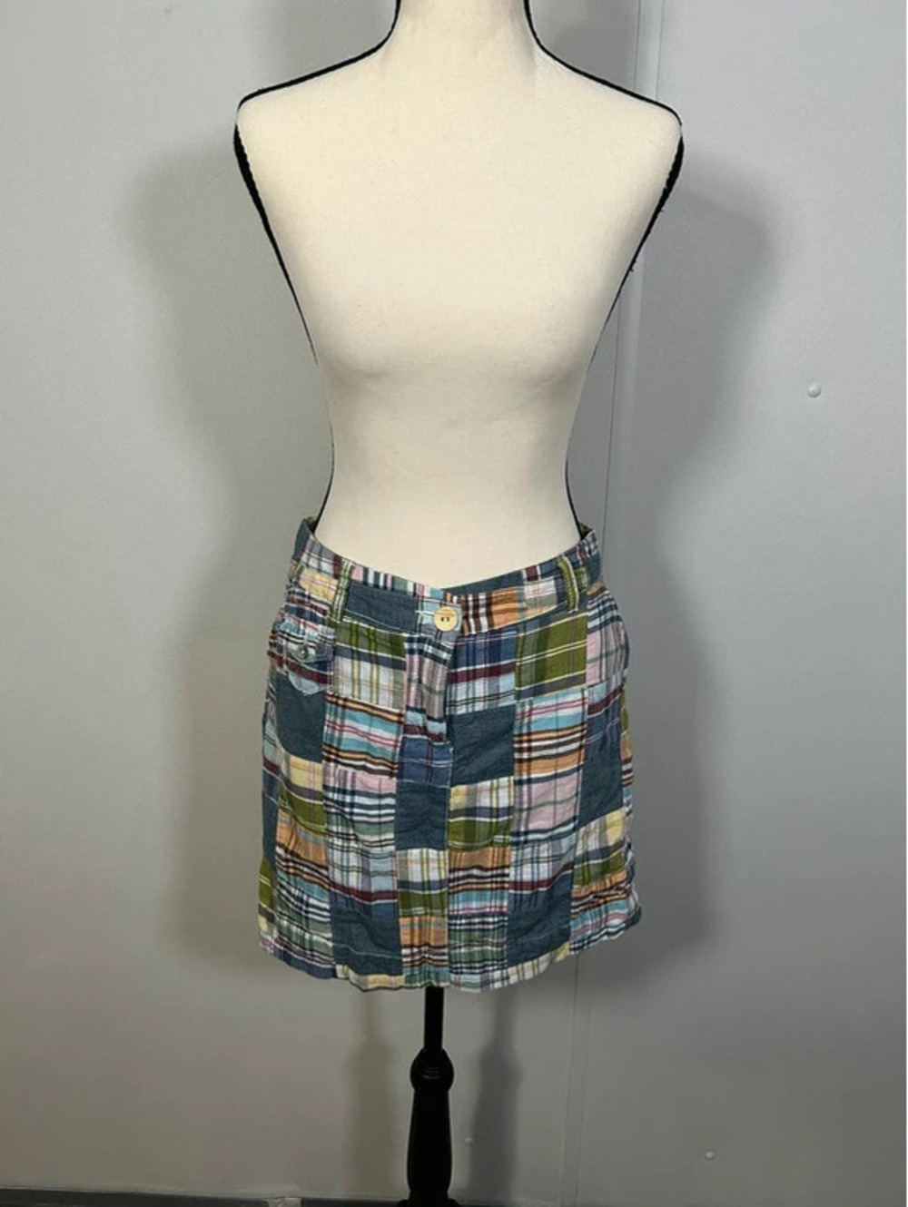 Tommy Hilfiger Retro Patchwork Plaid Mini Skirt Size 4 Multicolor Preppy Y2K